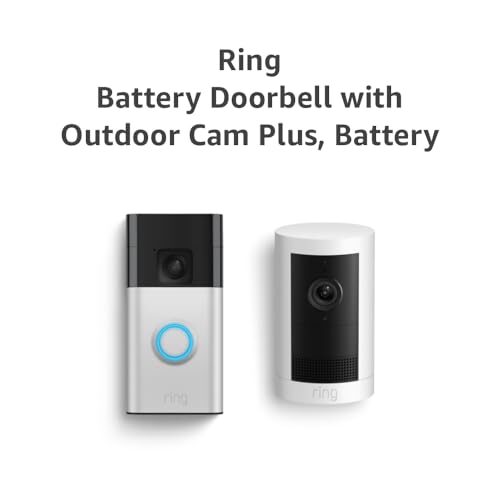 Ring Battery Doorbell, Satin Nickel with All-new Ring Outdoor Cam Plus Battery, White