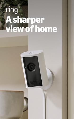 Ring Indoor Cam Plus (Newest Model) — Retinal 2K for crisp, true-to-life video quality, 4x Enhanced Zoom, Low-Light Sight, White