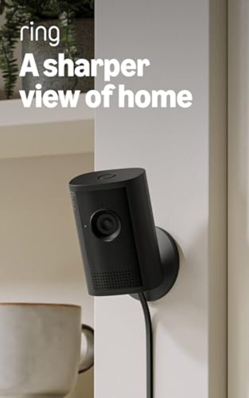 Ring Indoor Cam Plus (Newest Model) — Retinal 2K for crisp, true-to-life video quality, 4x Enhanced Zoom, Low-Light Sight, Black