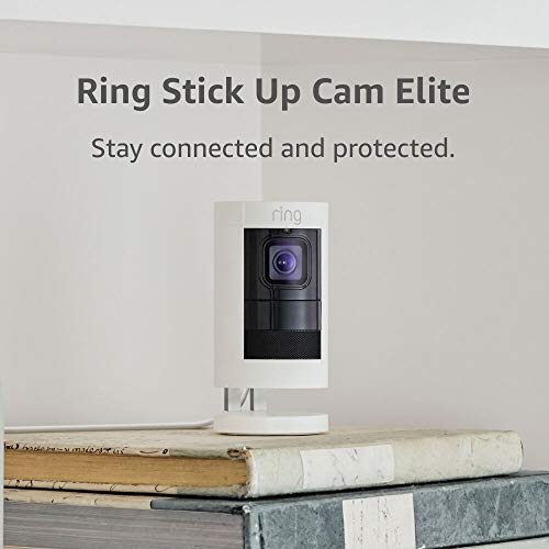 Ring Stick Up Cam Elite, Power over Ethernet HD Security Camera with Two-Way Talk, Night Vision, Works with Alexa – White