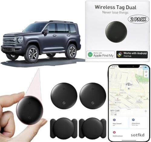 2 Pack No Subscription GPS Tracker for Vehicles,Car Tracker Device Hidden,Tracker Device for Vehicles (Android and iOS Compatible) | Magnetic Shell | Waterproof |Works with Google and Apple Find My